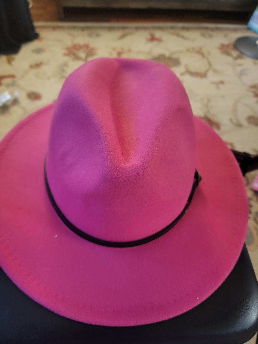 Women’s Pink Fedora Hat with Black Band